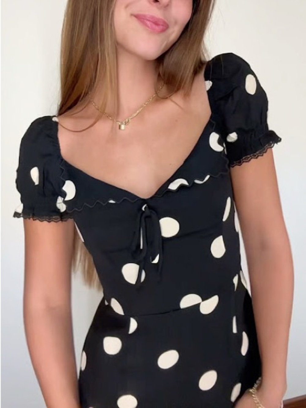 Reformation Shyla Midi Dress Black Polka Dot